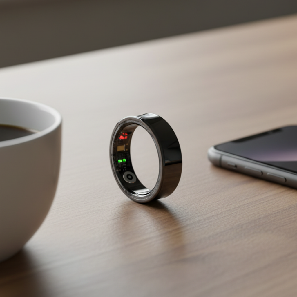 Black Quantum Smart Ring on Desk
